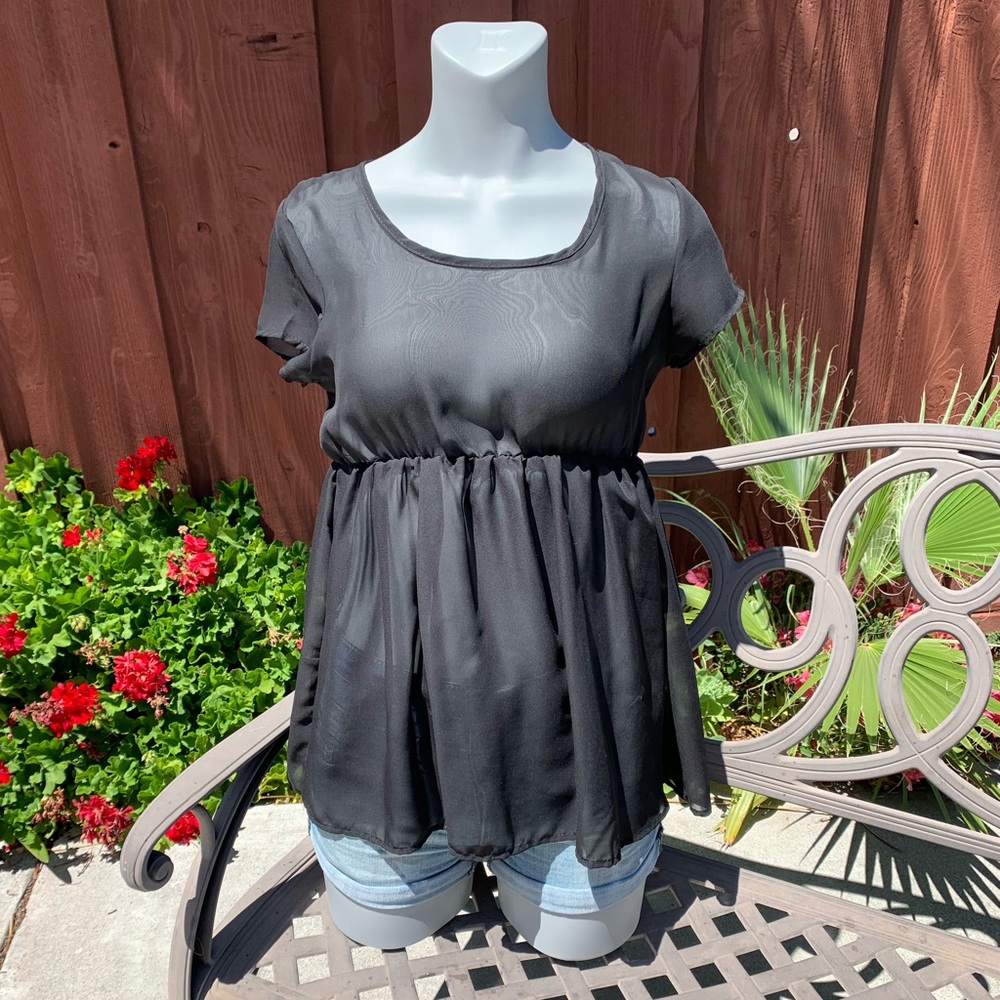 Sheer black babydoll shirt